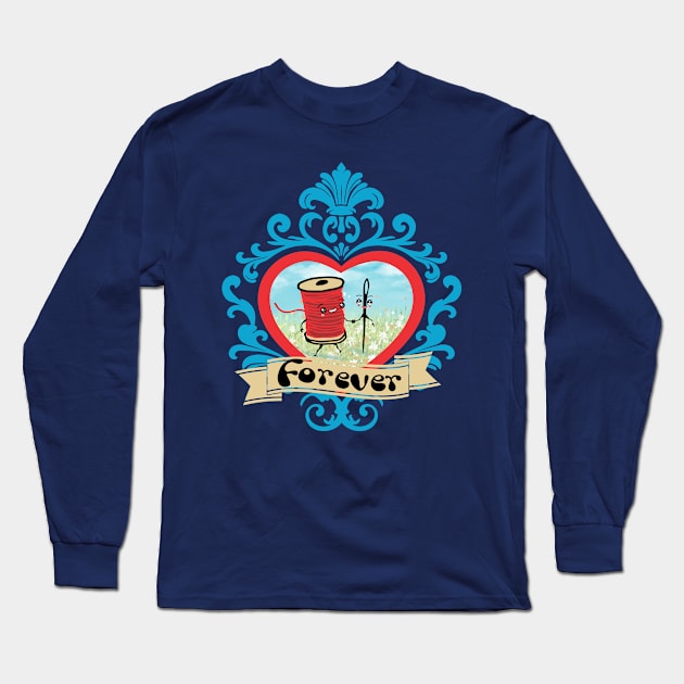 Cute sewing seamstress quilting needle and thread love Long Sleeve T-Shirt by BigMRanch